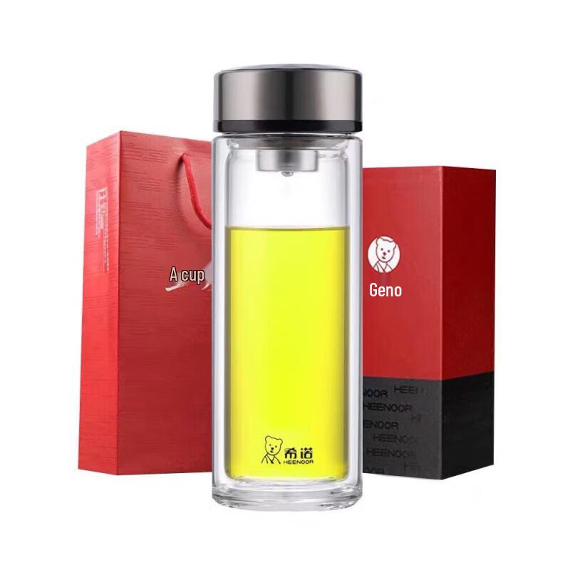 Heenoor 340ml Double-Wall Glass Tea Infuser Bottle