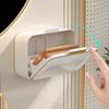 Soap Box Perforation-free Wall-mounted Drain Household with Cover Bathroom Clamshell Double Cell Soap Storage Rack