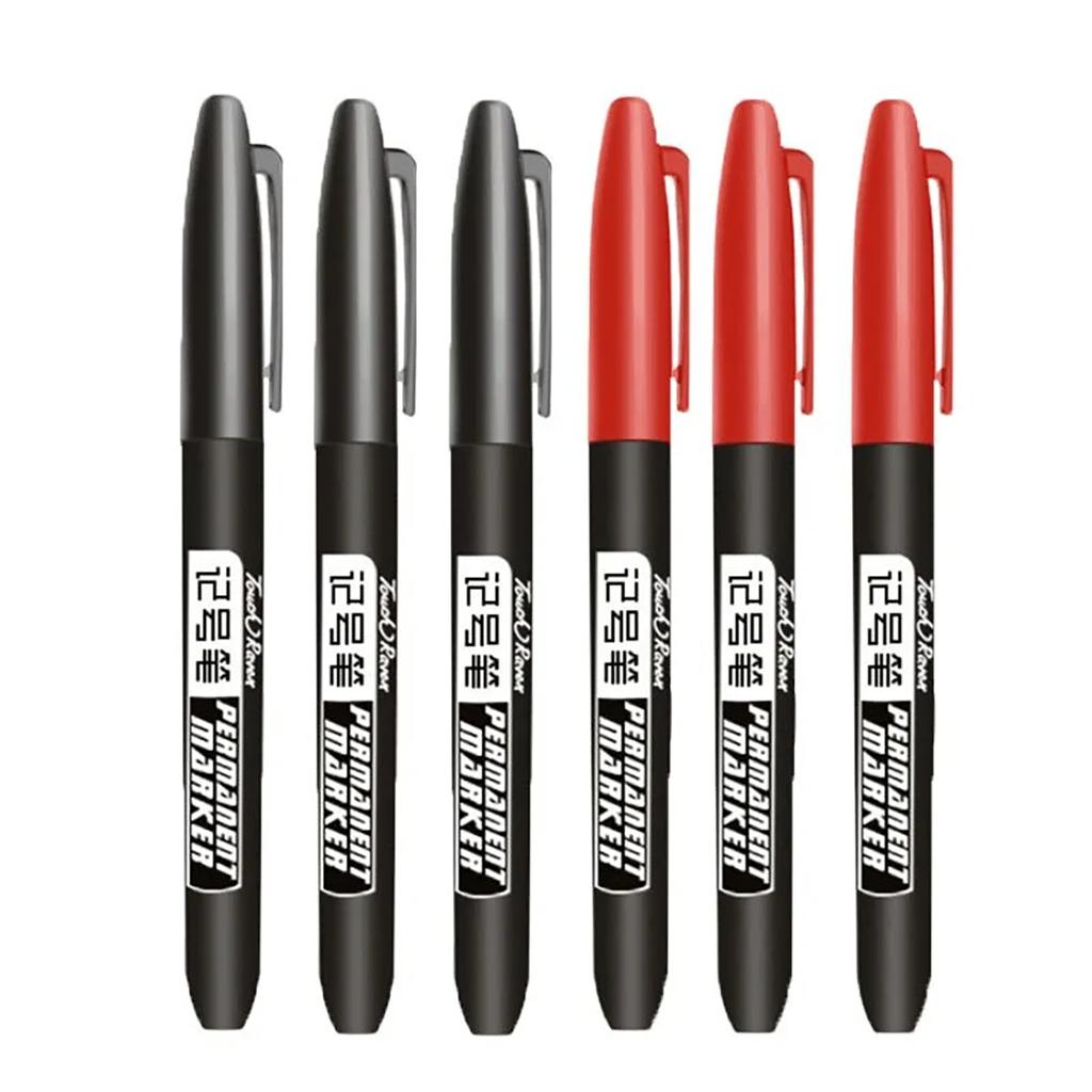 6/10 PCS Permanent Marker Pen Manga Drawing Markers Black Blue Red Waterproof Ink Sketch Pens Stationery Art School Supplies
