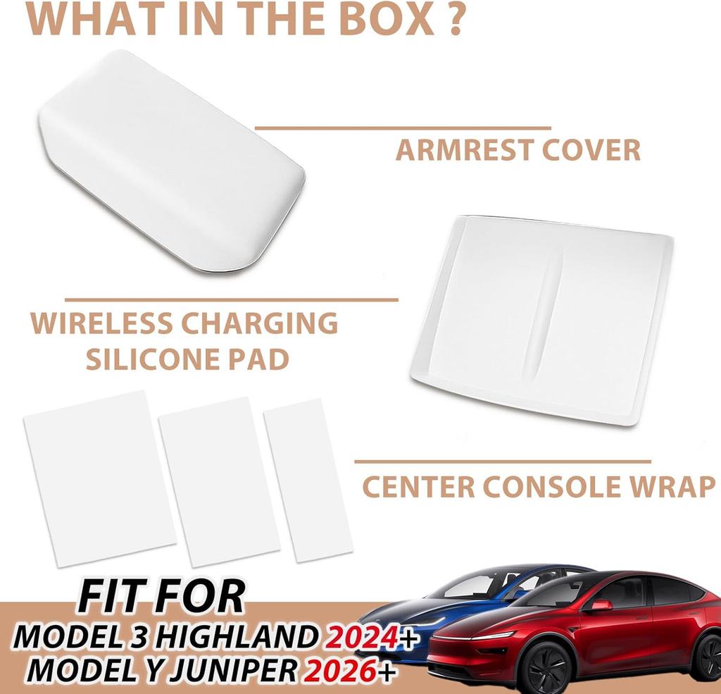 3 шт. Накладка на центральную консоль для Tesla Model Y Juniper Model 3 Highland Накладка на подлокотник Беспроводная зарядка Центральная консоль Статическая накладка