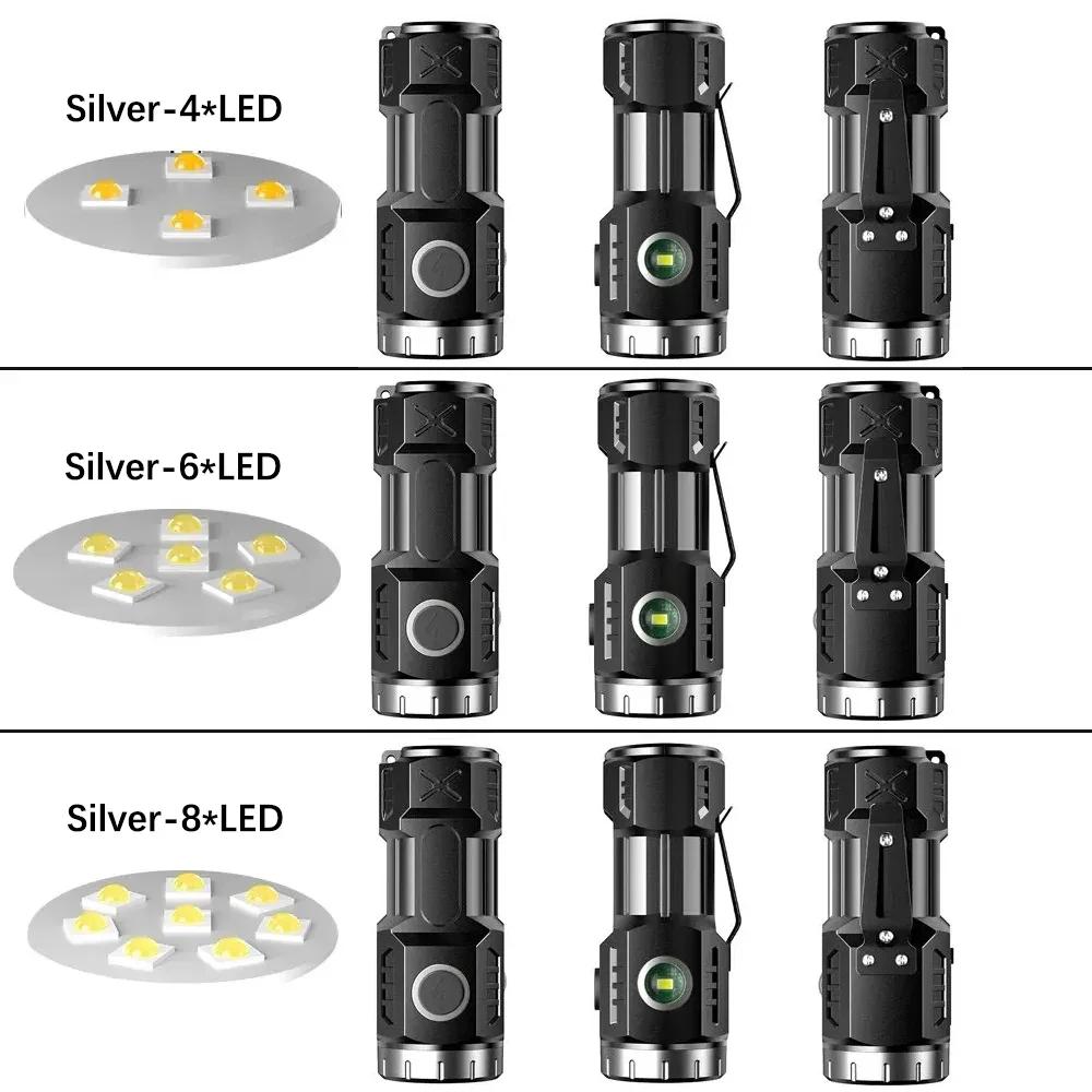 Новый Ультра Яркий Фонарик 4/6/8*P35 LED Мини Супер Яркий Фонарь USB Перезаряжаемый Водонепроницаемый Свет С Магнитом Аварийная Лампа