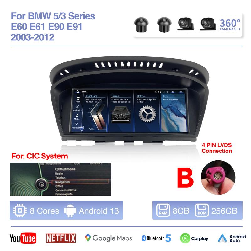 Android 13 For BMW 3 Series 5 Series E60 E61 E90 E91 2003-2012 8.8" Car Multimedia Player GPS Navigation Radio Carplay Auto 360