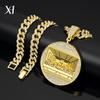 2024 European & American Hip Hop Large Round Pendant Necklace - Full Diamond Cuban Chain for Men