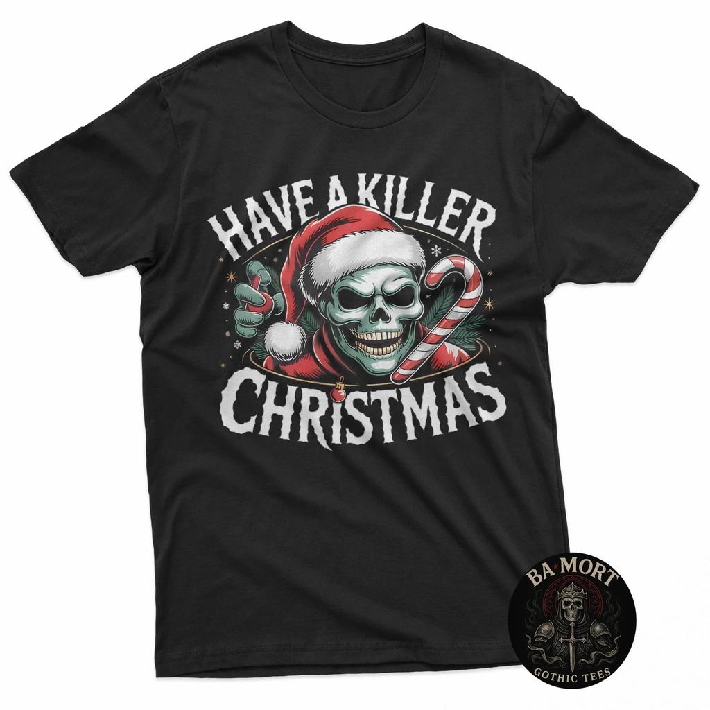 Have A Killer Christmas Skull Santa Candy Cane T-Shirt