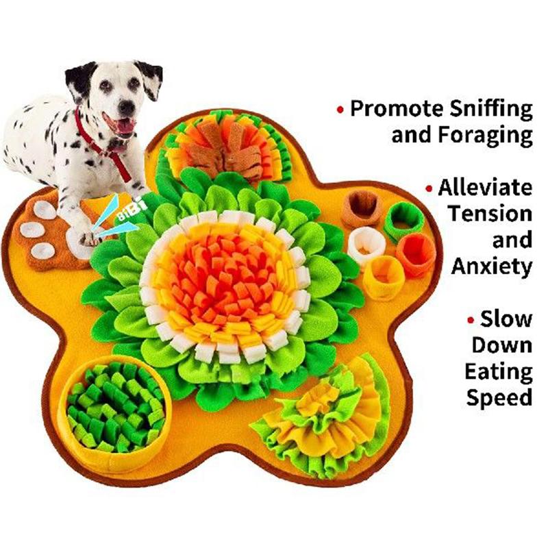 Flower-Shaped Pet Dog Sniffing Mat Puzzle Hidden Food Mat Decompression Sniffing Slow Food Training Carpet Leakage Food Toy