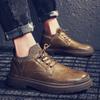 Модные весенние и осенние новые черные мужские кожаные ботинки в британском стиле, деловые мужские повседневные рабочие ботинки, однотонные мужские зимние ботинки