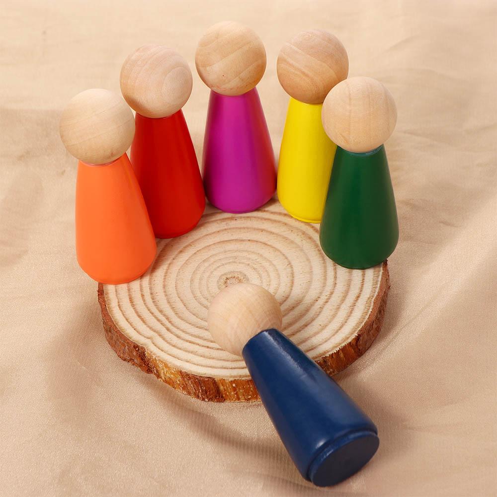 Cognitive People Figures Doll Colorful Blocks Peg Dolls Building Blocks Rainbow Color Puzzles Toy