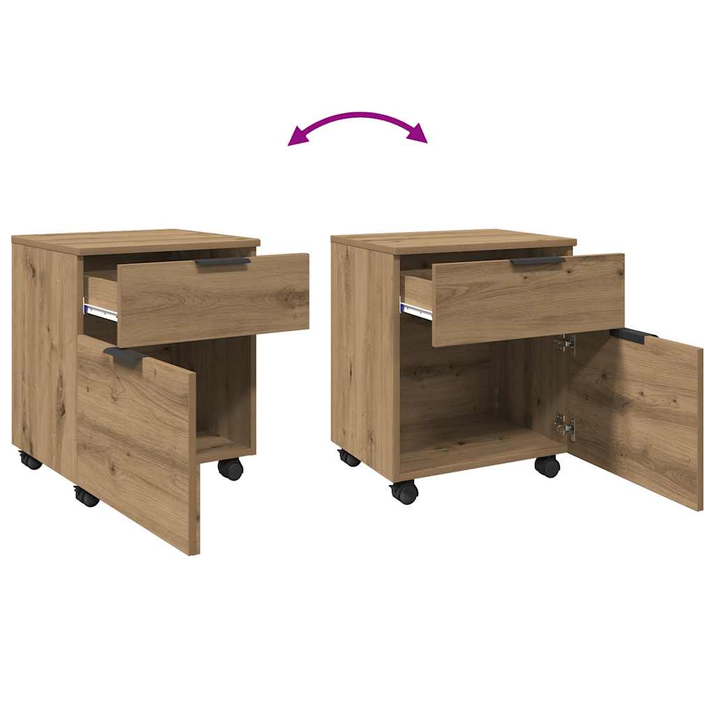 Mobile Filing Cabinet with Casters Artisan Oak Look 45 x 38 x 54 cm