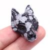 1,5" Натуральный камень Голова волка Лечебный кристалл Рейки Ручная резьба Статуэтка животного Декор из драгоценных камней для DIY Аксессуары для украшений Подарки
