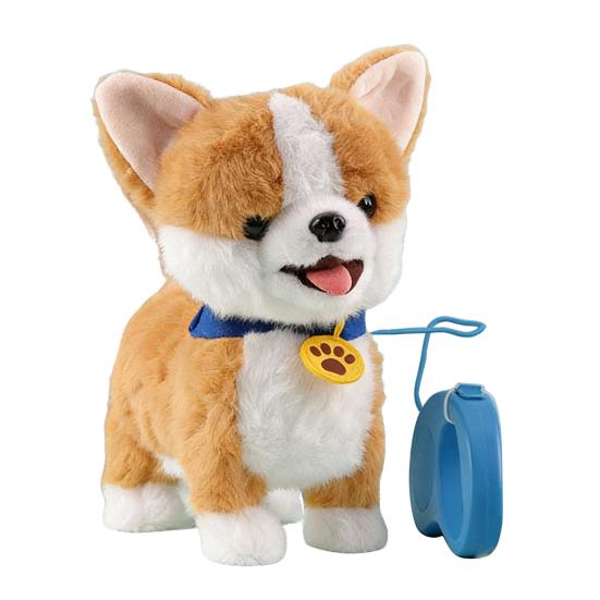 Электрическая плюшевая игрушка-собака с поводком, высовывающая язык, ходячий щенок, плюшевая игрушка с сенсорным управлением