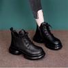 Туфли на шнуровке, Ботинки на толстой подошве с увеличением роста, Ретро с круглым носком, Стройнящие, Универсальные женские ботинки