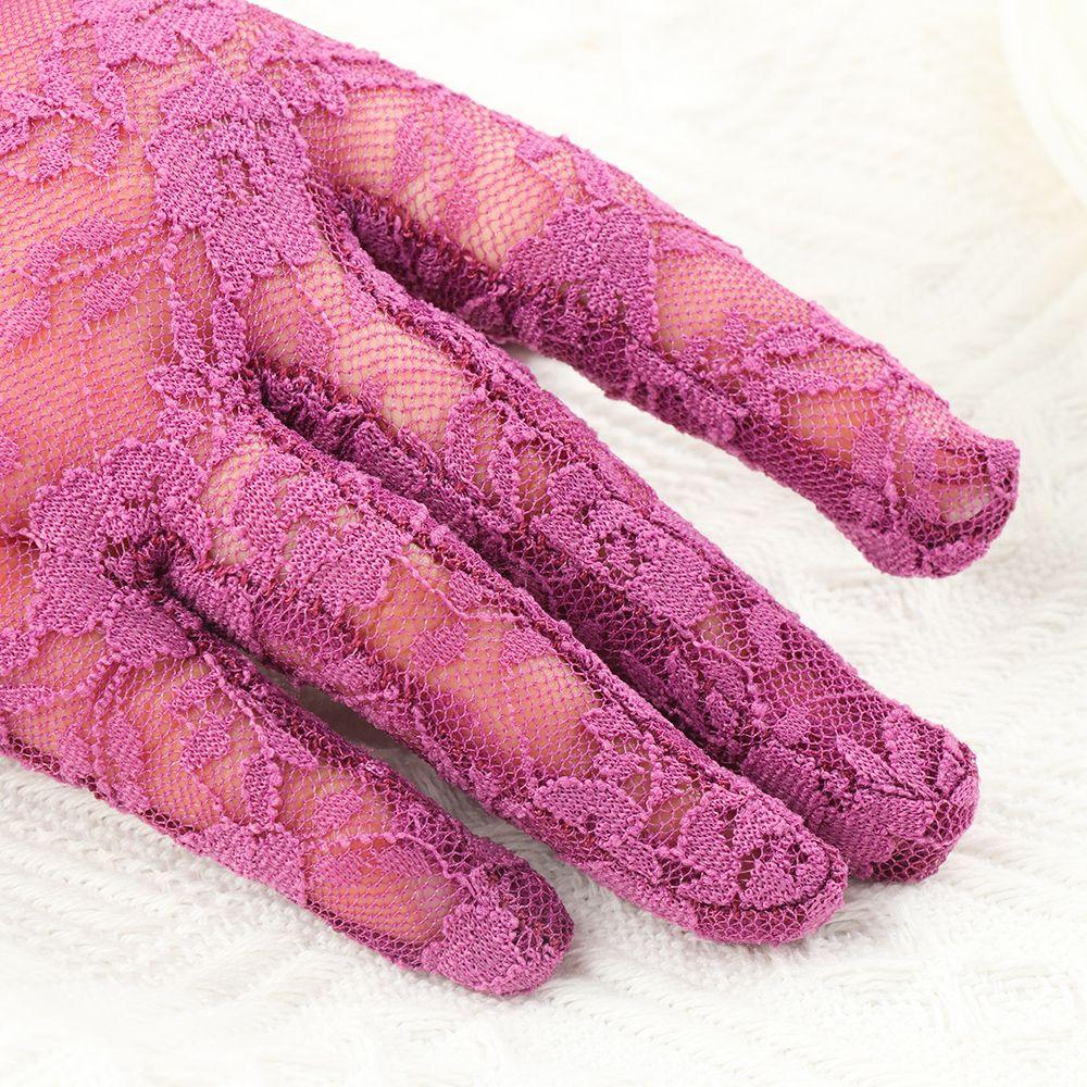 UV Protection Mittens Party Dressy Gloves Lace Gloves White Bride Gloves Rose Flower Pattern