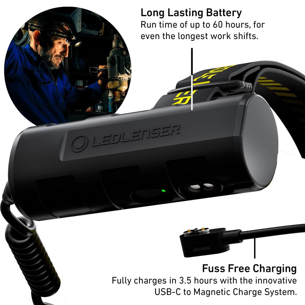 Светодиодный фонарь Ledlenser H7R Work с USB-зарядкой [оригинал японского производства], черный, маленький