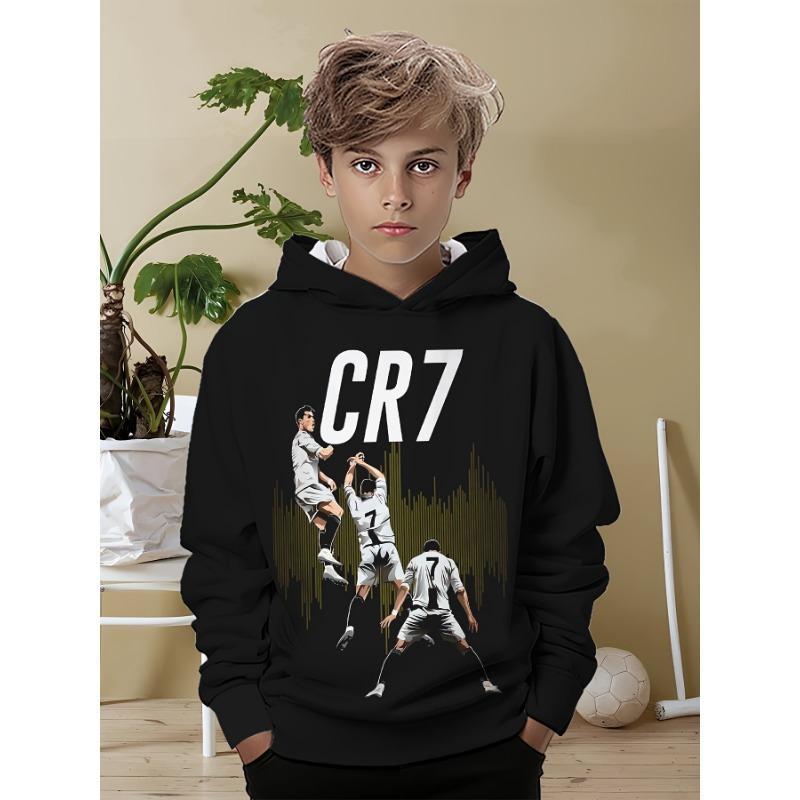 2025 New trendy children's casual hoodie, 3D printed soccer size 7 sweatshirt pattern, daily wear, fashionable and versatile