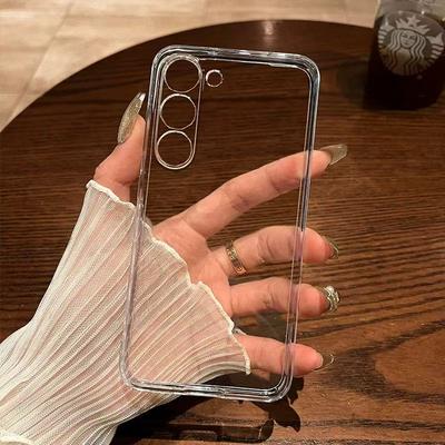 Прозрачный силиконовый чехол для телефона Samsung S24 S25 S23 S22 S21 Plus S24 FE S25 edge Ультратонкий прозрачный чехол