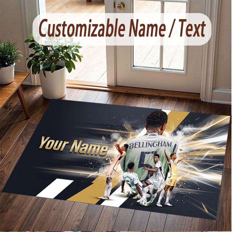 Custom Rug Jude Bellingham Pattern Print Name Text Soft Non‑Slip Floor Carpet for Home Indoor Decoration