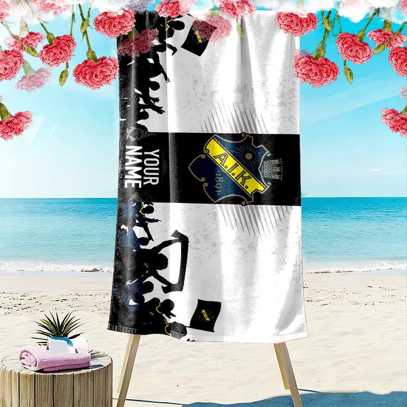 AIK Fotboll Print Beach Towel, Large Soft Quick Dry Towel for Beach Camping Swimming