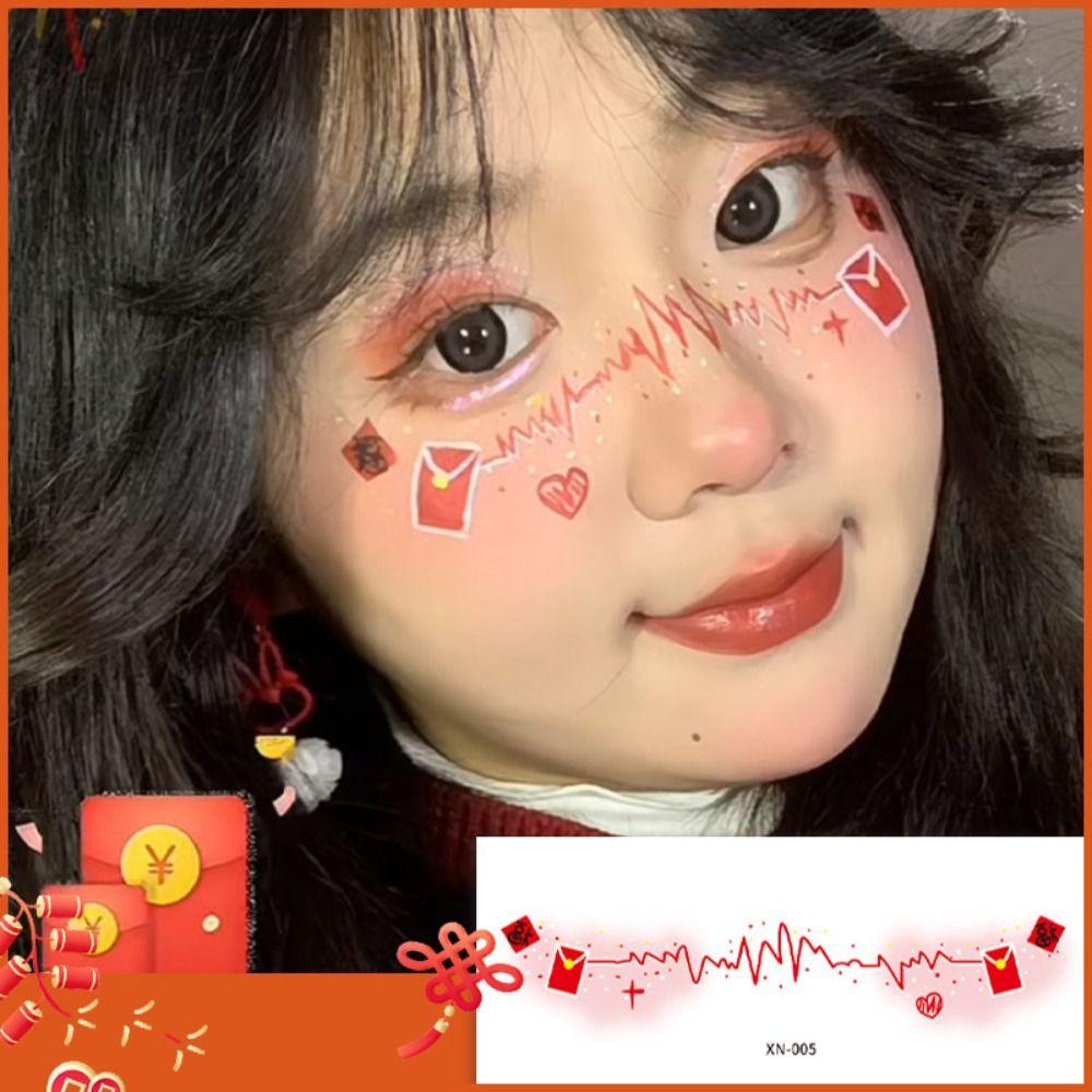 Body Art New Year Makeup Stickers Waterproof Cheek Temporary Tattoo Festival Holiday Events