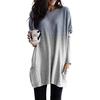 Autumn Winter Gradient Long Sleeve Casual Pocket T-shirt Ladies Top Women's Plus Size T Shirts