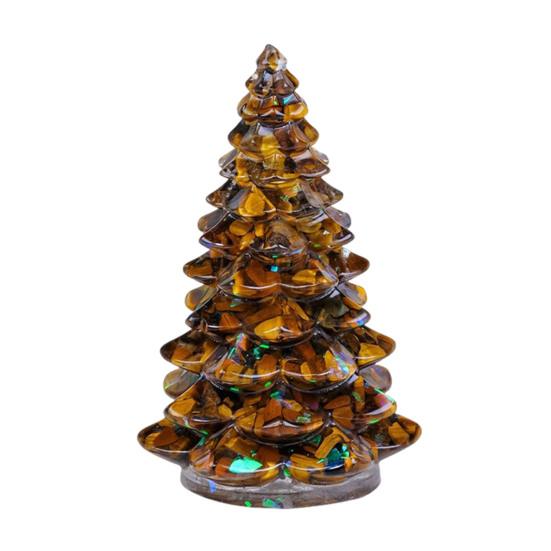 Faux Crystal Christmas Tree Figurine Mini Artificial Crystal Tree Tabletop Ornament for Winter Holiday Home Decor