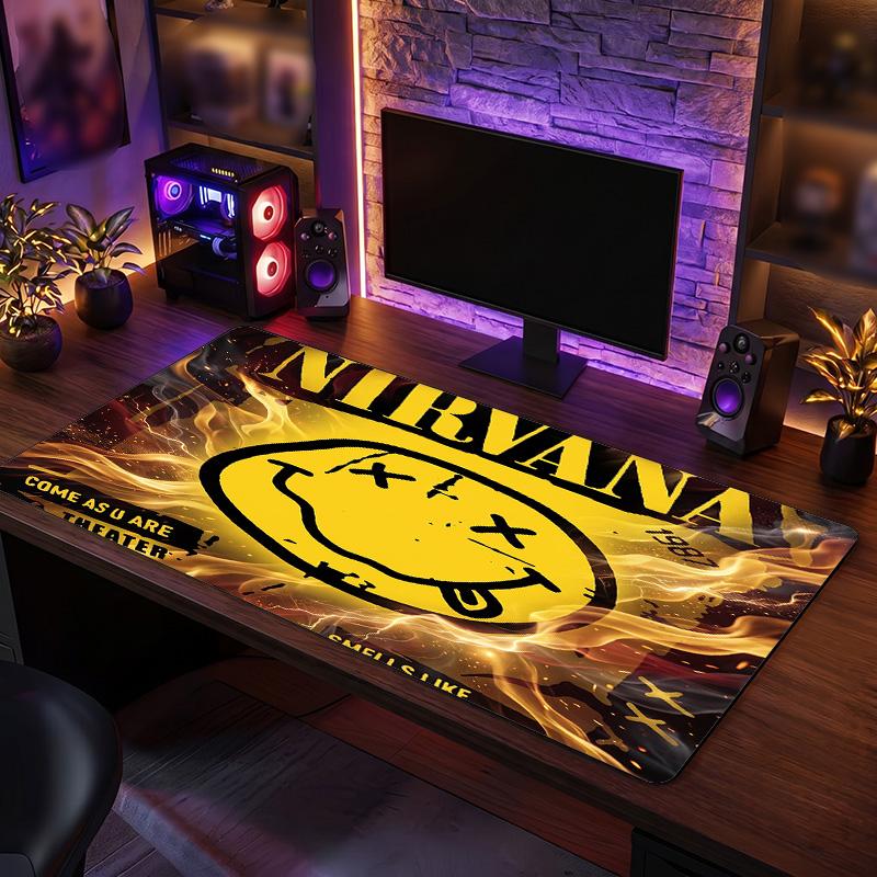 Nirvana Print Large Mouse Pad Smooth Surface Anti?Slip Desk Mat For Gaming Office Laptop Decoration
