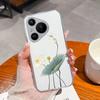 Чехол для Huawei Pura 70 Pro Plus Ultra Счастливым Цветком Прозрачный Чехол для Телефона Для Huawei Pura 70Pro+ Мягкий Тонкий Силиконовый Чехол из ТПУ