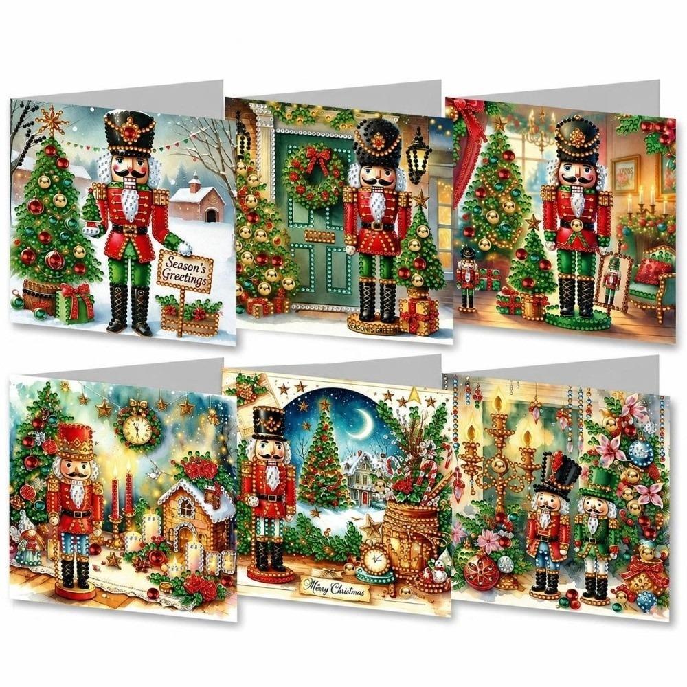6Pcs/Set 2D Flat DIY Painting Greeting Card Kit Christmas DIY Greeting Cards Birthday