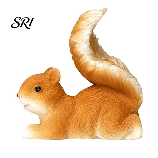 Small Art Sculpture Mini Squirrel Figurine Tiny Resin Fairy Garden Accessories Cute Space-Saving Decoration Miniature Animal Statue for Moss Landscape