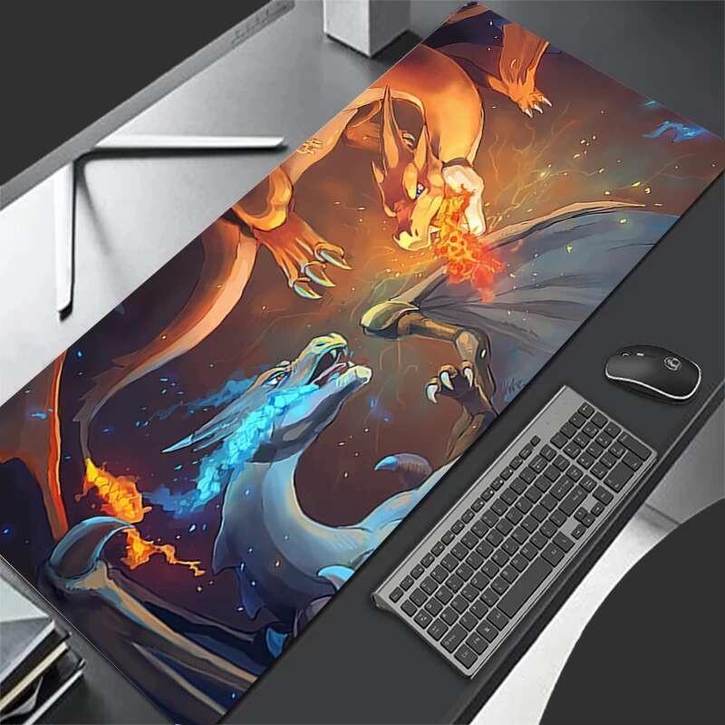 Mouse Pad Lockedge Large Gaming Accessories Computer Gamer Keyboard Pad Pokemon Charizard Mouse Mat Desk XXL Mousepad For gift