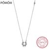 Sweet Fashion 925 Sterling Silver Flower Zirconia Clavicle Chain Necklace Collares Choker for Women S-N341
