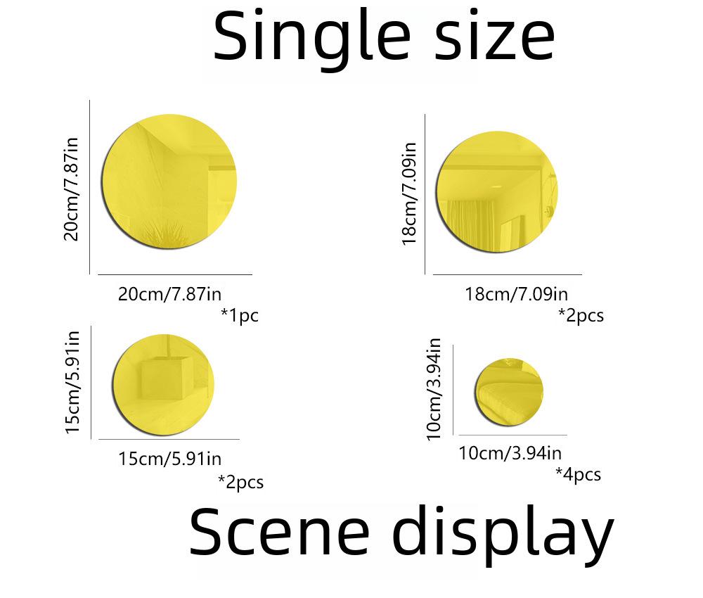 JM3246 3D круглые акриловые настенные зеркальные наклейки для декора гостиной и спальни