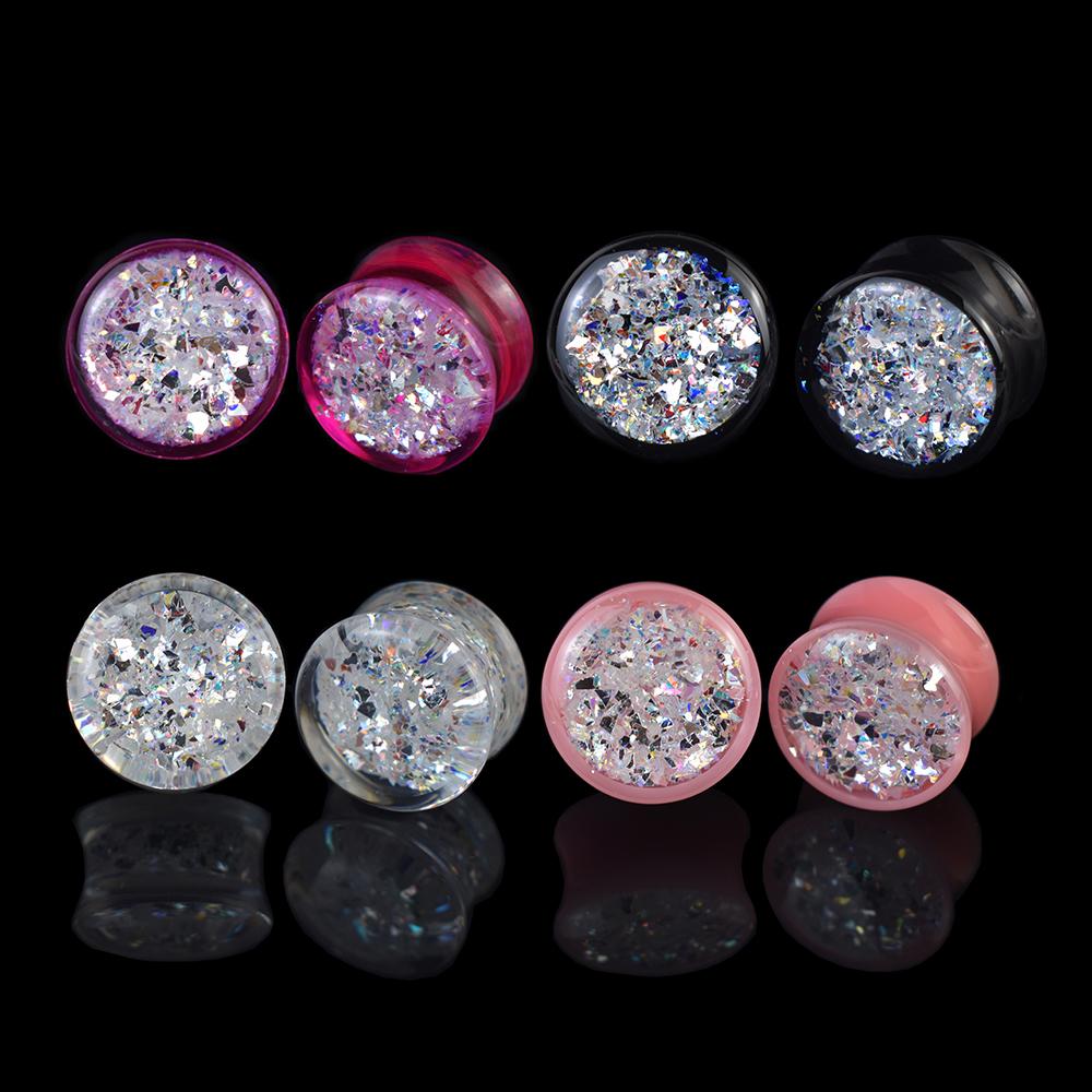 2 шт. 8-50 мм блестящие блестки ушные вкладыши туннели калибры расширитель для ушей растяжитель украшения для тела для женщин мужчин