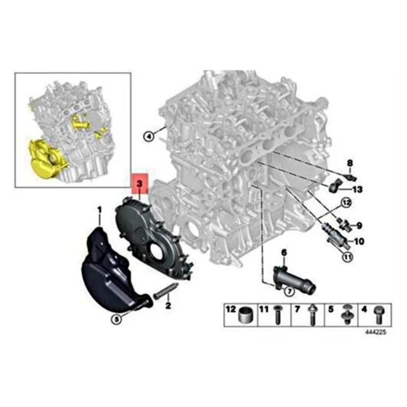 Крышка ГРМ Крышка цепи ГРМ двигателя для F20 F22 F23 F30 F45 F55 11148512597 Алюминиевая Автозапчасть