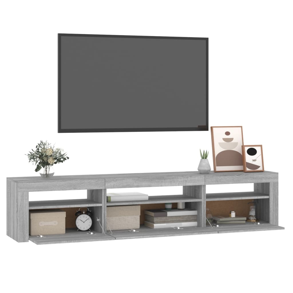 TV Cabinet with LED Lights Grey Sonoma 195 x 35 x 40 cm