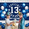 Happy 13th Birthday Decorations Large Official Teenager Backdrop Banner for Boys Girls Navy Blue White 13 Year Old Birthday Party Photo Props Decor