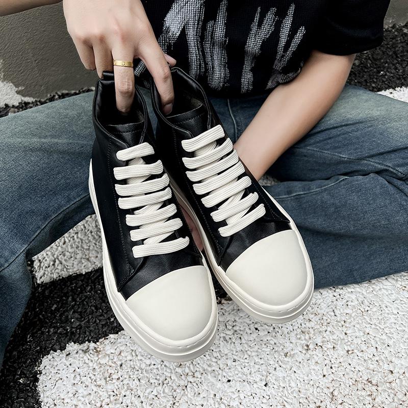 Fashion Street Style Ankle Boots for Men Genuine Leather High Top Shoes Fashion Brand Motorcycle Boots Thick Bottom  Male Walking Shoes