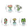 Fresh Flower Metal Brooches In Test Tube Flask Student Schoolbag Decorative Pins Badge Bag Accessories Waist Collar Medal Buckle
