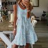 Spring/Summer Casual Fashion Floral Printed Loose O-Neck Sleeveless Midi Dresses