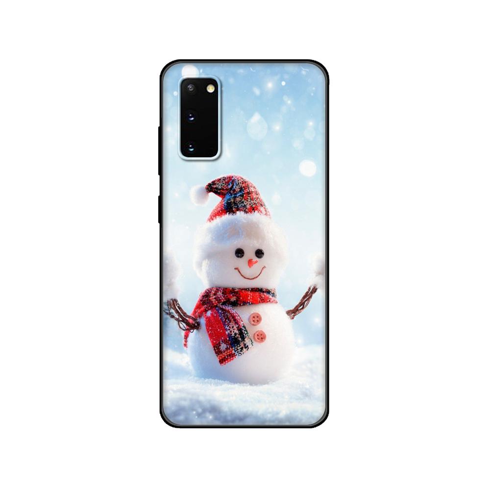 Черный ТПУ чехол для Samsung galaxy S20 /S20 PLUS/S20 ultra/S20+ /S20FE задняя крышка Милый Рождество