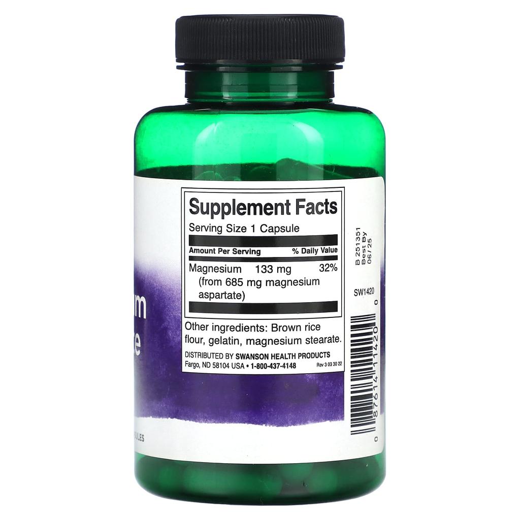Magnesium Aspartate, 685Mg, 90 Capsules