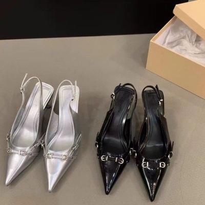 Босоножки на высоком каблуке для женщин Обувь Леди 2025 С мелким вырезом Костюм Женский Бежевый На высоком каблуке Новый Стилет Мода Девушки Закрытые Низкие