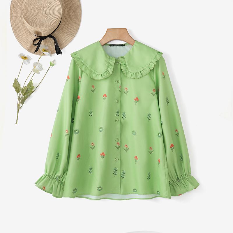 ZANZEA Женская повседневная блузка с кукольным воротником, свободного кроя, с длинным рукавом, с цветочным принтом