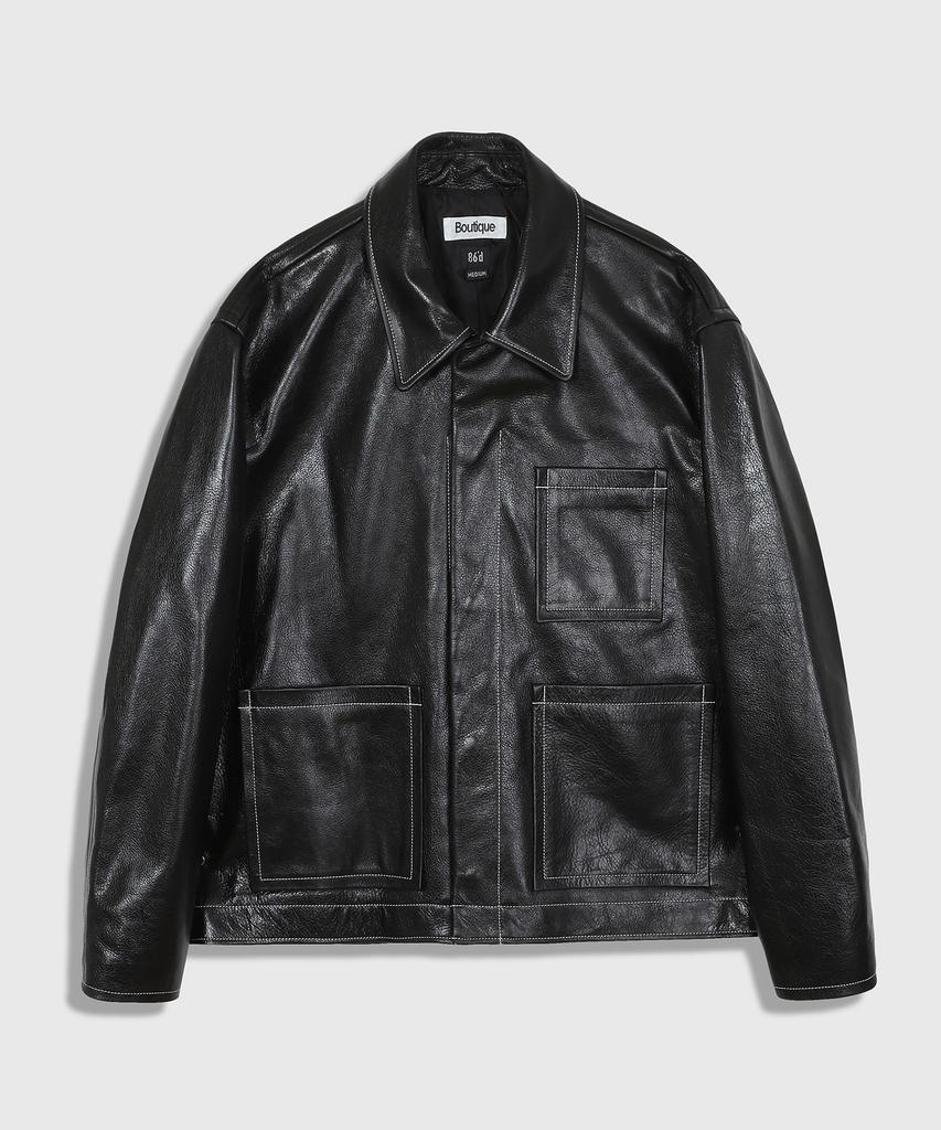 86D Stitch Leather Jacket - Black