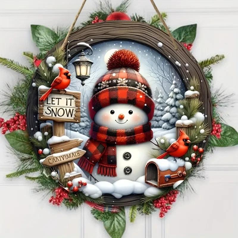Snowman Front Door Welcome Sign 2026 Christmas Wooden Snowman Door Sign for Garden Farmhouse Home Christmas Winter Sign