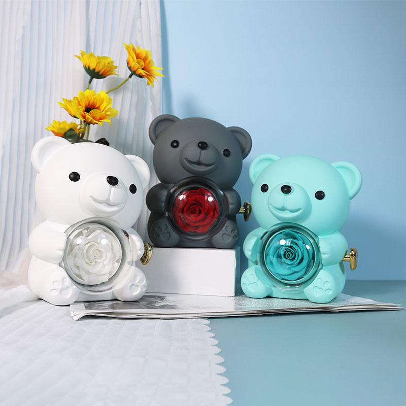 A Best-selling Valentine's Day Gift for Your Girlfriend. a Charming Teddy Bear in a Long-lasting Flower Box for Jewelry Storage.