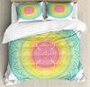 Mandala Duvet Cover Set Boho Lotus Flower Microcosm Motif Unique Retro Green Theme Double Queen King Size Polyester Qulit Cover