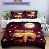 3PC Custom Name Moonlit Sloth Dreams Bedding Set Duvet Cover Closure Includes 1 Duvet Cover & 2 Pillowcases for Bedroom