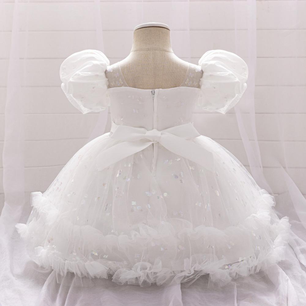 Baby Girl Party Dress Butterfly Sequin Fluffy Mesh Child Kids Clothing Toddler 1st Birthday Baptism Gown Flower Bridesmaid Dress