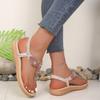 Women Beaded Roman Sandals Flat Toe Post Shoes Soft Sole Summer Vacation Beach Walking Footwear for Casual Walking and City Travel