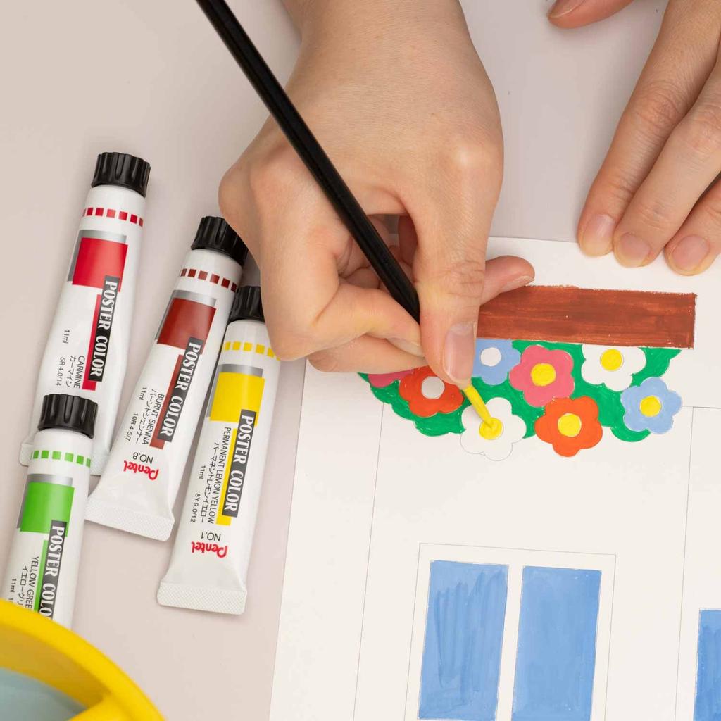 Pentel Poster Paint 12 Colors 2 white Set, (including tubes) WPR-12